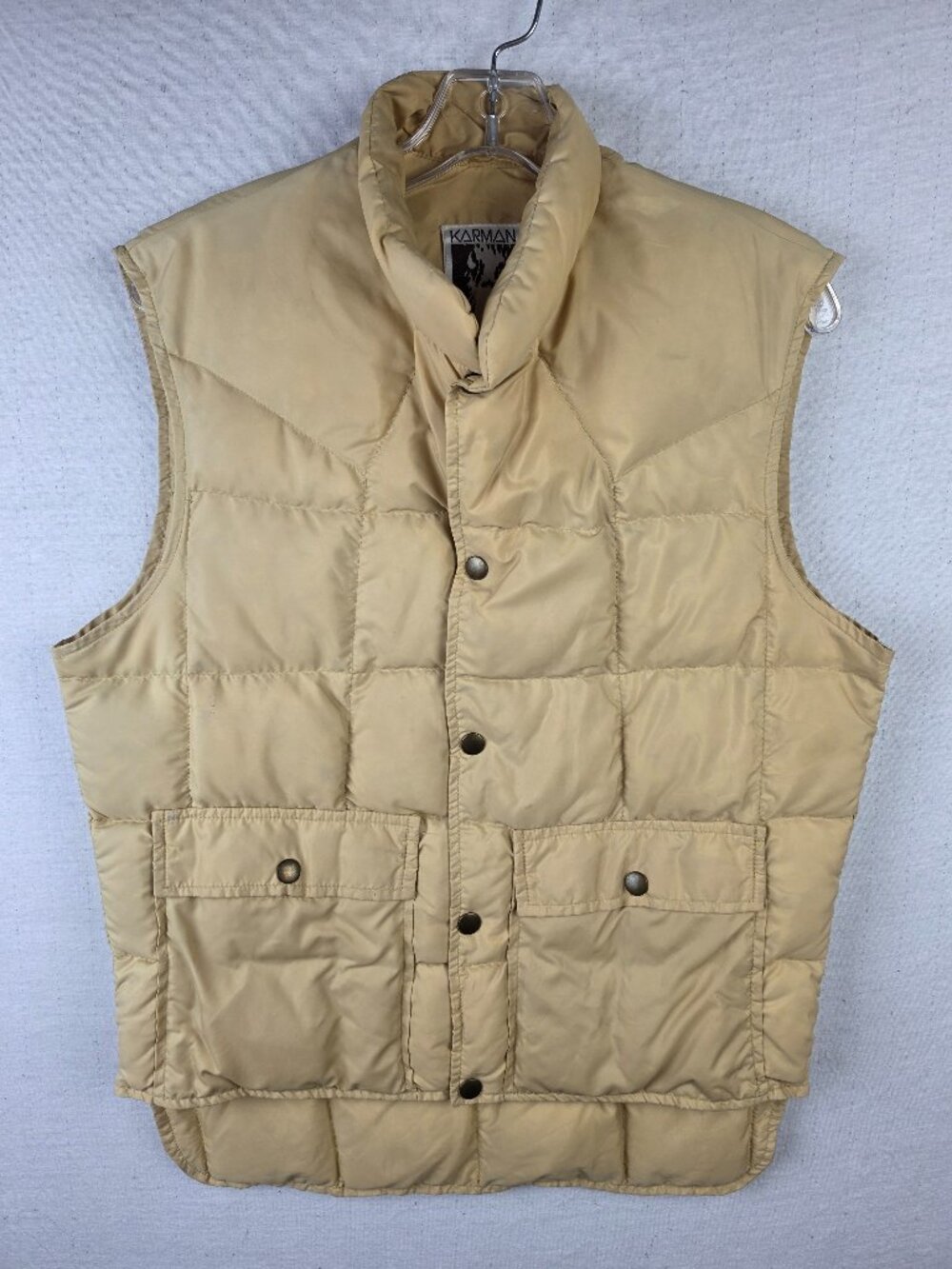 Vintage 70s KARMAN Outerwear Down Vest Puffer Jacket Snap Buttons Gilet size S